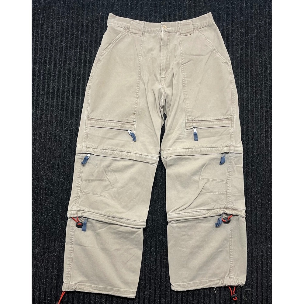 Vintage Trans Nine Convertible Cargo Pants Tan Khaki Zip Off Multi Pocket Mens